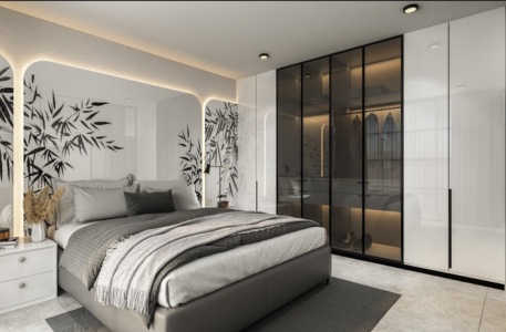 lacquered glass sliding wardrobe