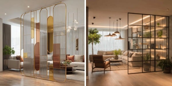 Textured glass and Metal Divider