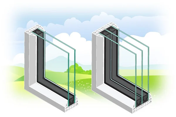 Double vs triple glazing diagram
