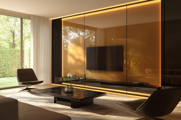 Backlit Lacquered Glass Wall Panel