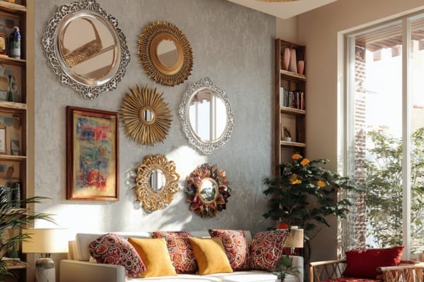 Boho mirrors introduce texture and personality