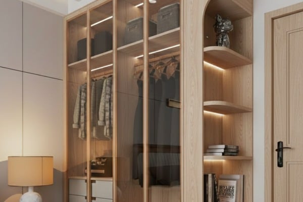 Clear glass shutters for wardrobes