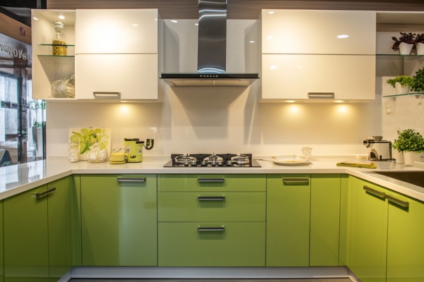 Colourful Two-Tone Cabinetry small kitchen