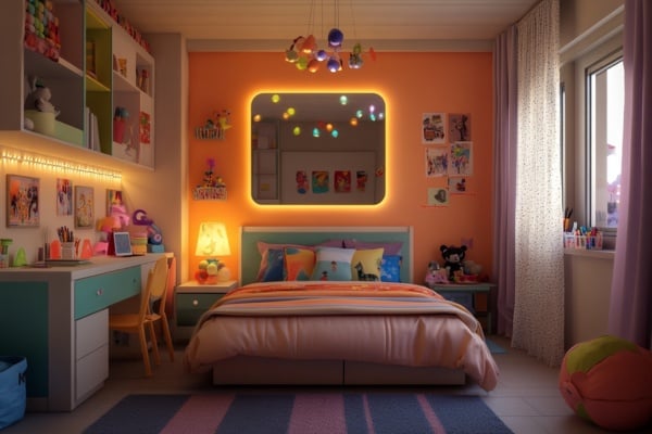 Enhancing-Kids-Bedroom-Decor-with-Lighting-and-Reflection