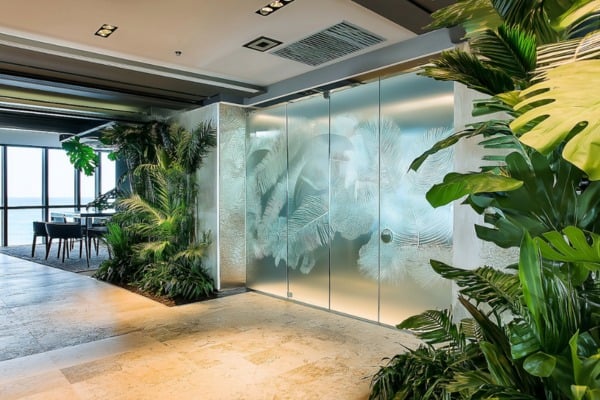 Etched Glass Partitions