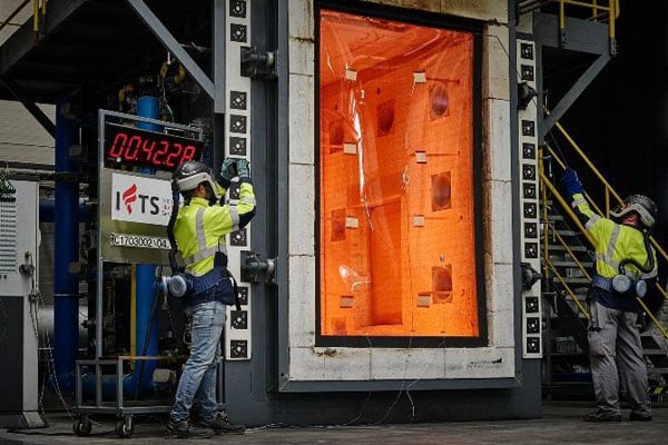 Fire-rated glass performance under fire exposure