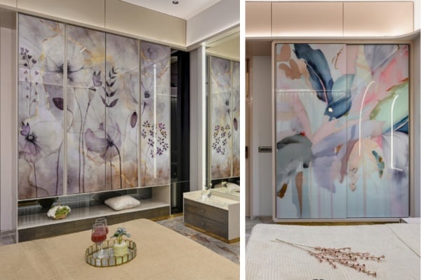 Floral digital prints on wardrobe