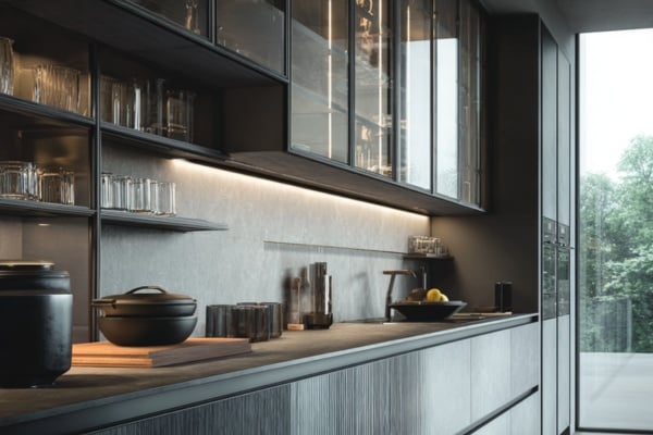 Fluted Glass Cabinet Shutters