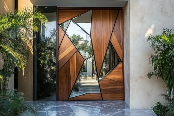 Front Door with Fragmented Mirror Details