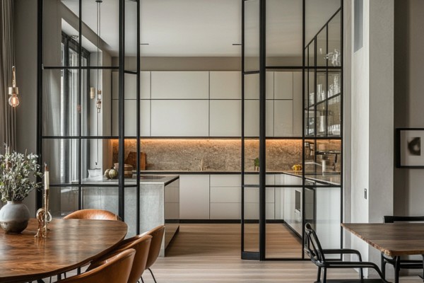 Glass Partition for Open Concept Kitchens