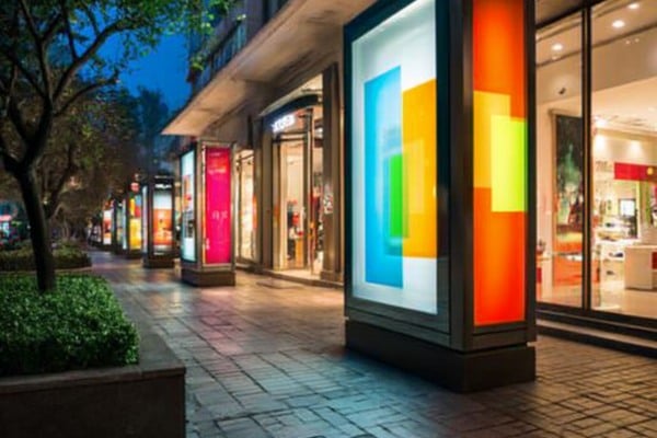 Vibrant outdoor signage pillars attract customers and increase footfall