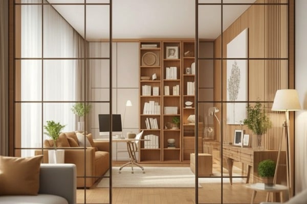 Glass partitions create gentle separation