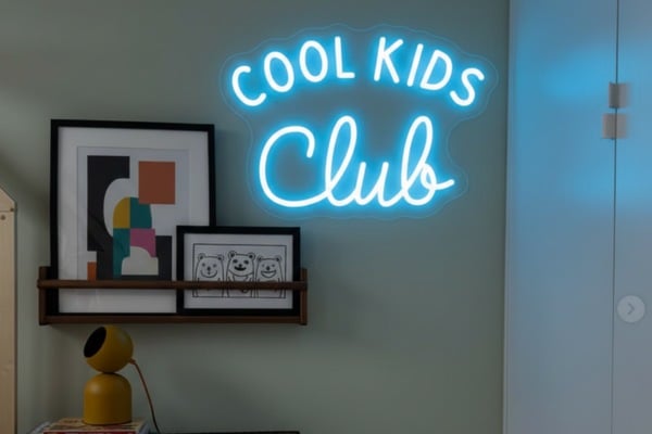 Glass signage with soft LED backlighting