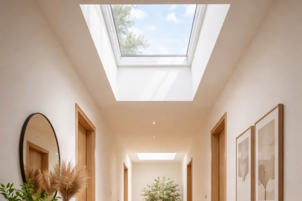 Glass skylights for homes enhance natural lighting,