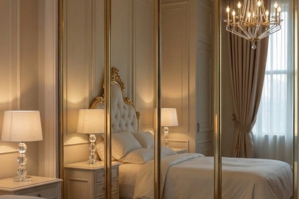 Gold metal frame and mirror 