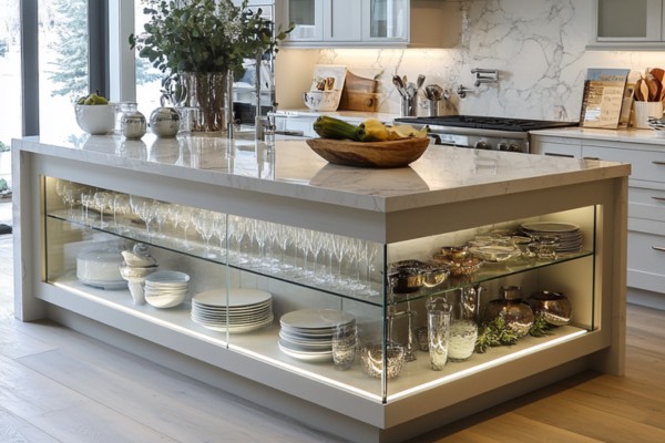 Kitchen Island with Open Display