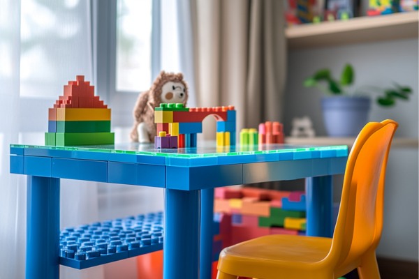 LEGO-Themed Workstation Glass Tabletop