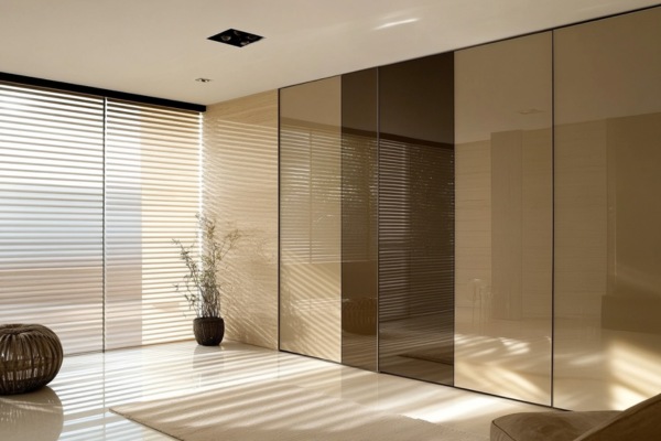 Lacquered Glass & Mirror Wardrobe Shutters