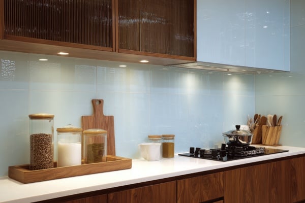 Lacquered Glass Backsplash