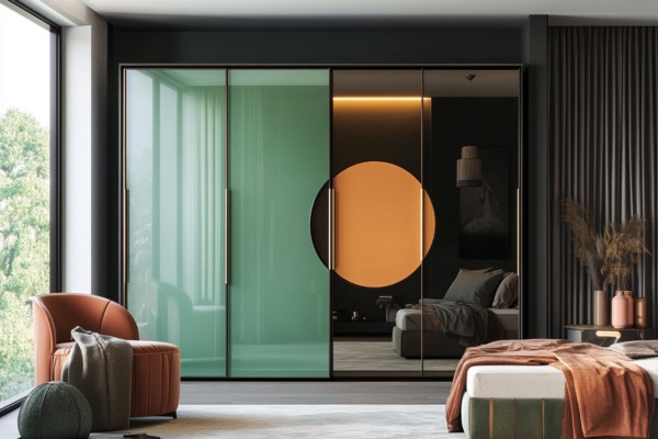 Lacquered Glass Clad Wardrobe