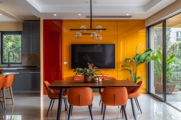 Lacquered Glass TV Backdrop