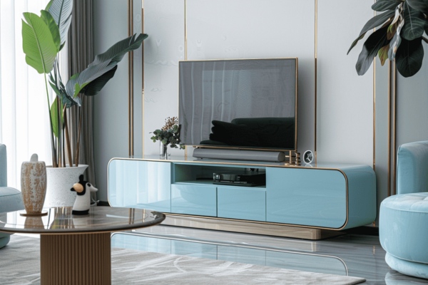 Lacquered Glass TV Unit Design