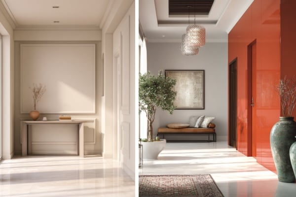 Lacquered Glass Wall Panelling in Foyer