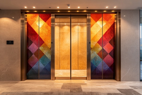 Lift Lobby Doors with Digitally Printed Glass