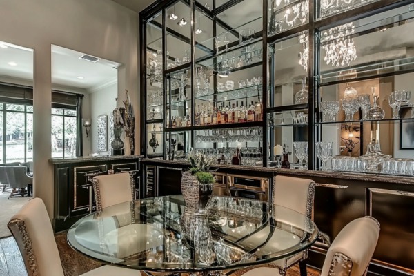 Luxurious Dining Space with a Glass bar