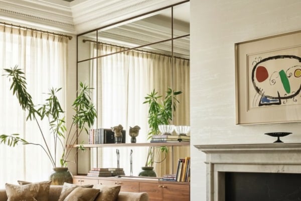 Mirror panels to balance the dark tones