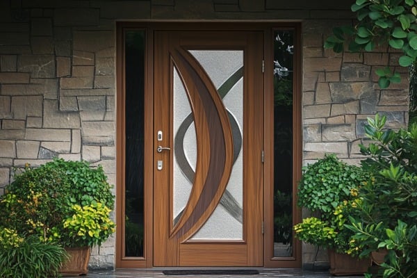 PVC Front Door Design with Tinted Glass