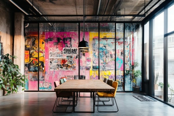 Poster-embedded-glass-partitions