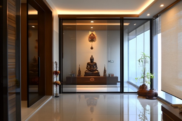  Puja Area with Tinted Glass