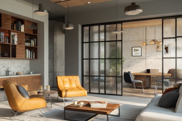 Ribbed Glass Partitions