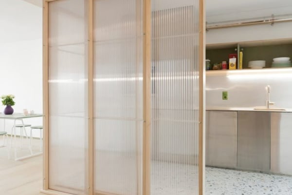 Sliding glass partition