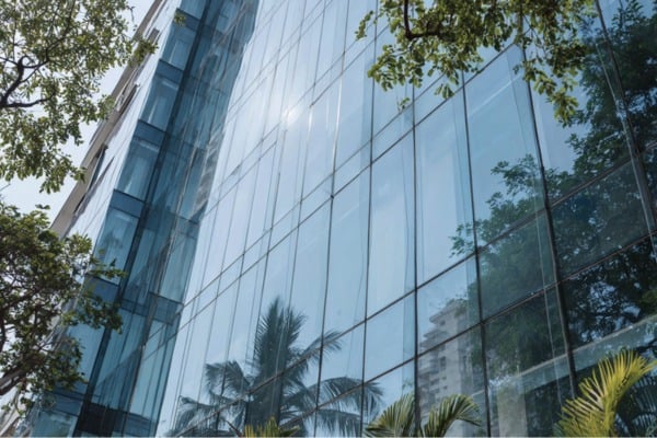 Solar control Low-E glass with enhanced glare