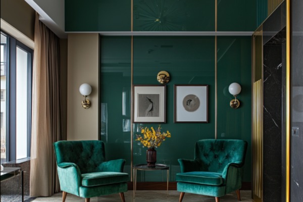 Symmetrical Elegance and Drama with Glass Accents