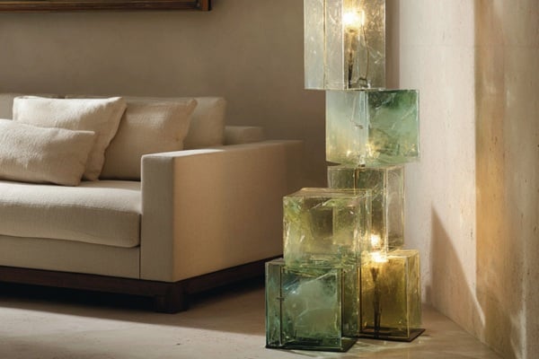Textured glass floor lamp 