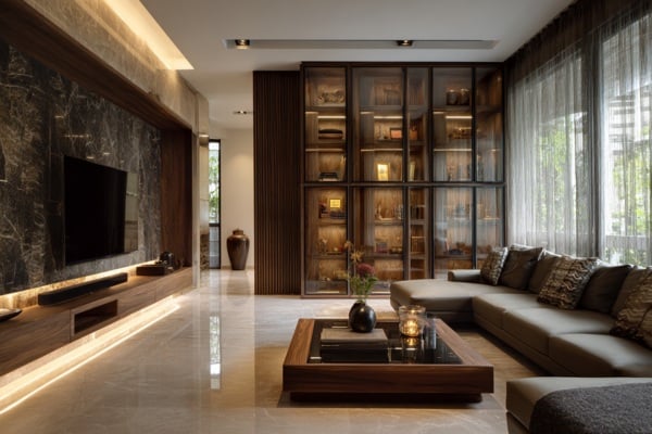 Tinted Glass Shutters combine Style and Storage.