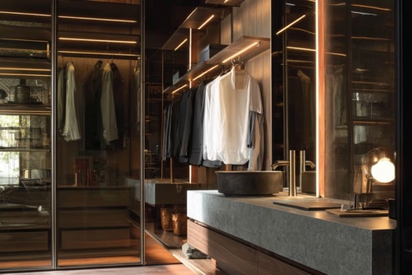 Tinted Glass Wardrobe Shutters for a Contemporary Ultra-Modern Look. 