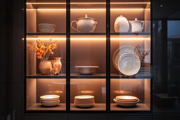 Tinted Glass in Crockery Units and Wardrobes