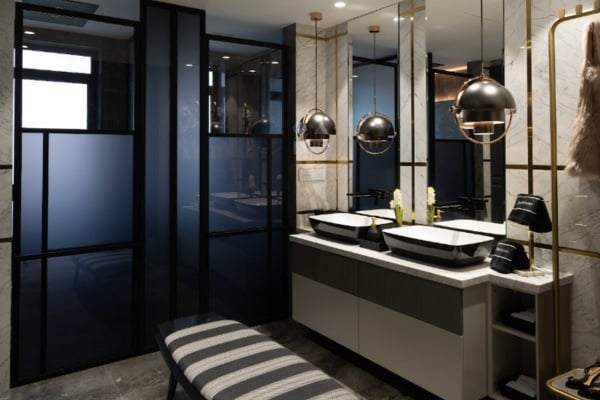 Tinted and Frosted Glass Shower Enclosure