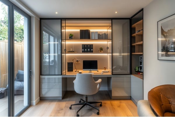 Compact and comfortable workstations made classy with glass