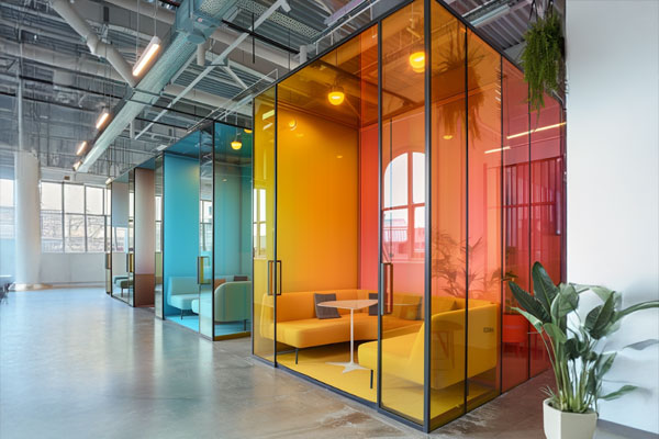 Vibrant Lacquered Glass Partitions