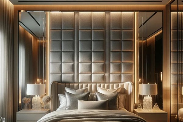 Upholstered-Wall-Panelling-with-Mirrors-Inserts