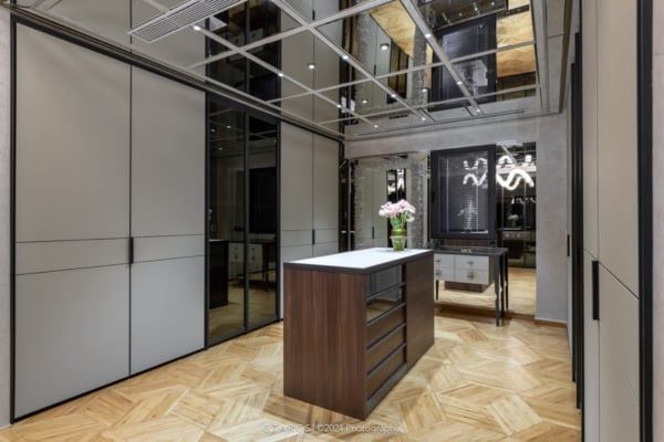 Walk-in Wardrobe with Tinted Glass Shutters