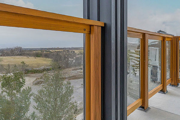 Wood and Glass Balcony Railing