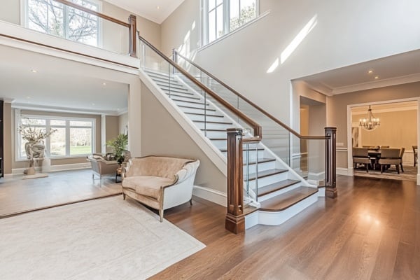 Wooden Handrails-glass staircase