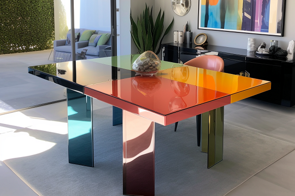 coloured glass table top