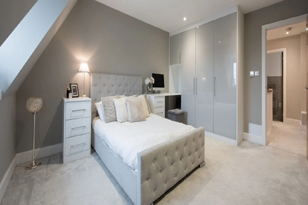 Minimalist grey bedroom decor